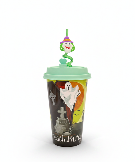 Halloween 'Death Party' Reusable Cup with Witch Straw