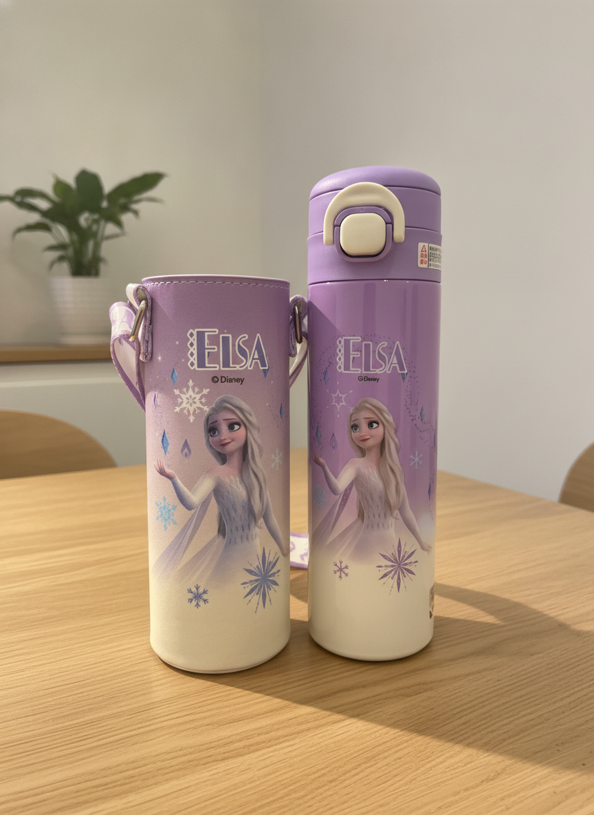 Disney Frozen Elsa Insulated Water Bottle with Carrying Pouch