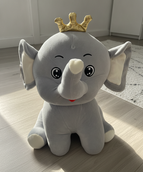 Royal Elephant Plush Toy with Golden Crown (40 cm)