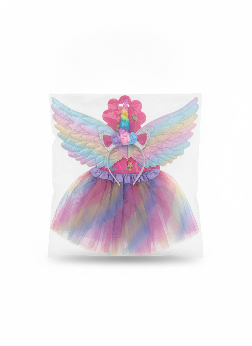 Kids Rainbow Unicorn Fairy Dress-Up Costume Set