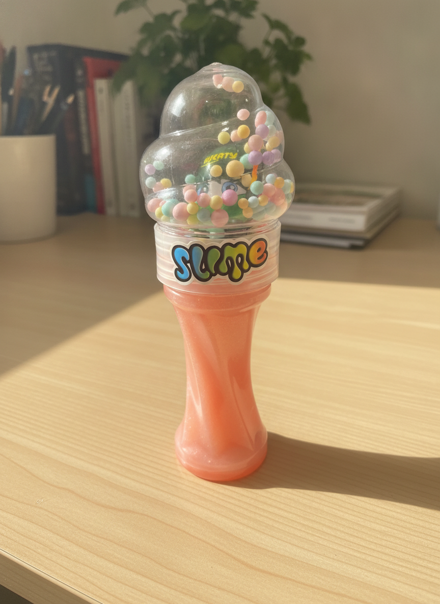 WERTY Slime Ice Cream Cone with Foam Beads & Character