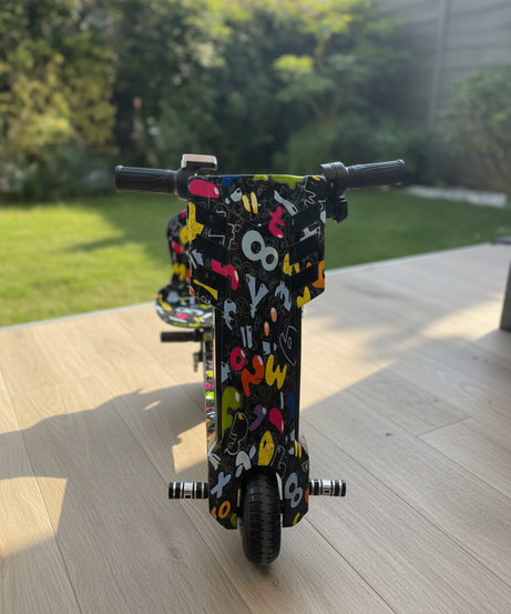 Electric 3-Wheel Drift Scooter with Vibrant Graffiti Art