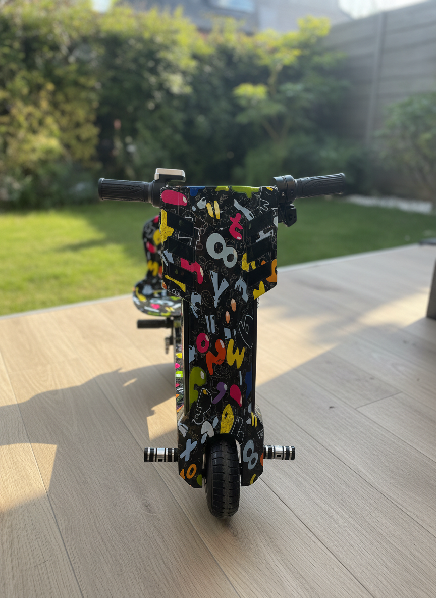Electric 3-Wheel Drift Scooter with Vibrant Graffiti Art