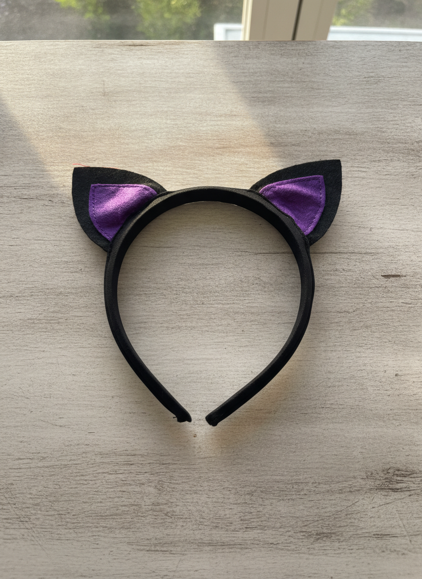 Black & Purple Cat Ear Headband
