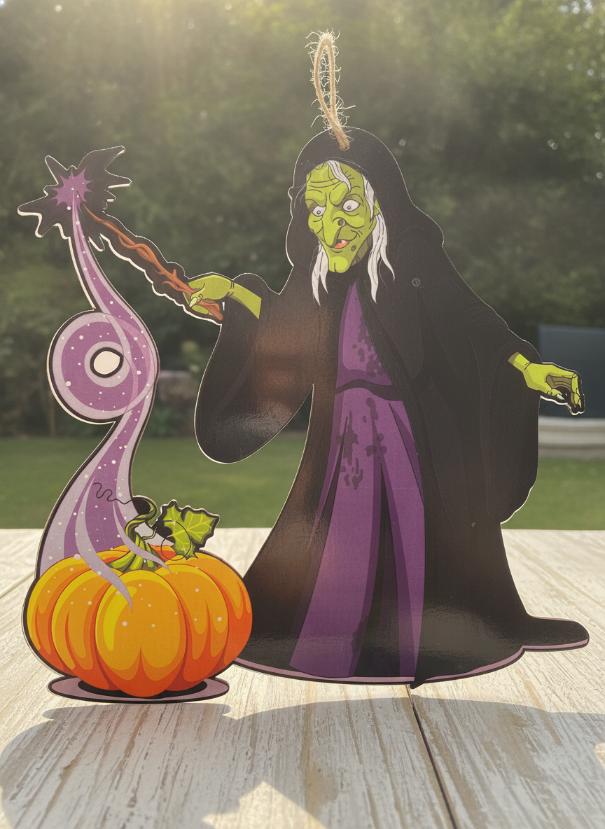 Hanging Halloween Witch and Pumpkin Decoration