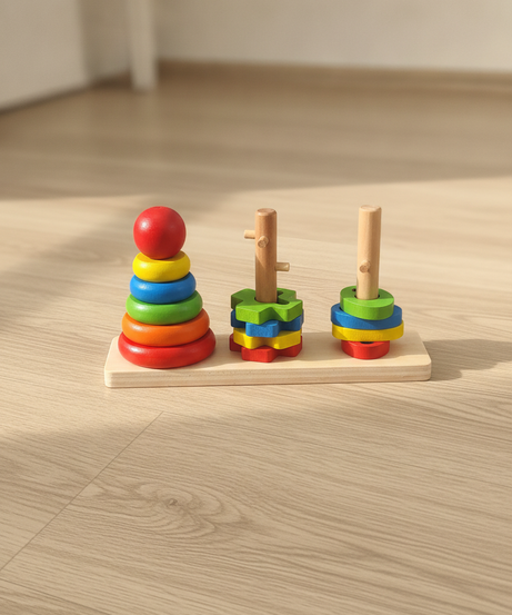 Rainbow Three Column Tower Wooden Toys