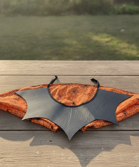 Halloween Bat Wing Cape with Spiderweb Print