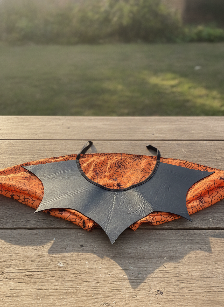 Halloween Bat Wing Cape with Spiderweb Print