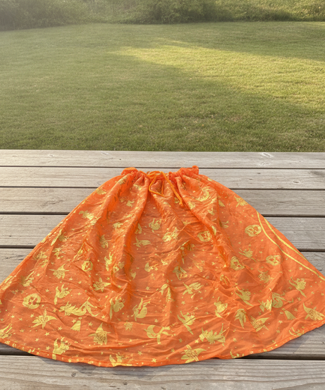Orange Halloween Witch or Wizard Cape with Gold Stars and Witches