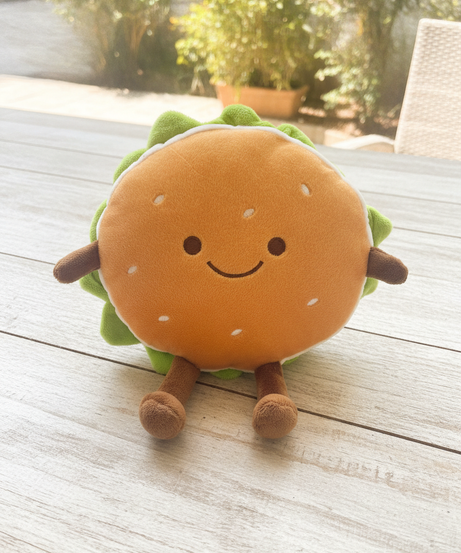 Smiling Burger Plush Toy
