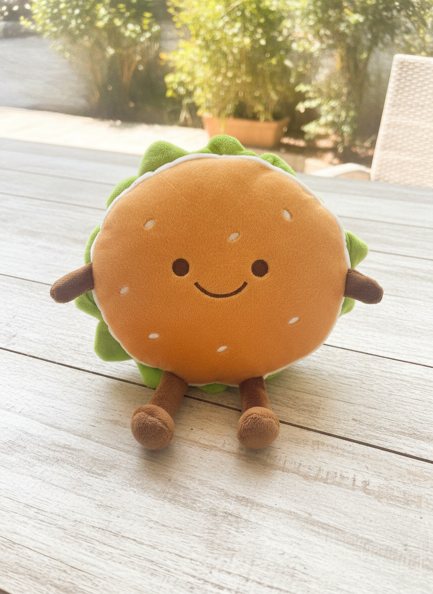 Smiling Burger Plush Toy