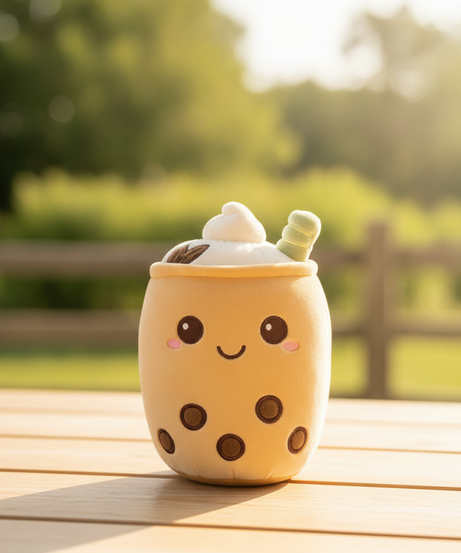 Cute Boba Tea Plush Toy with Embroidered Details