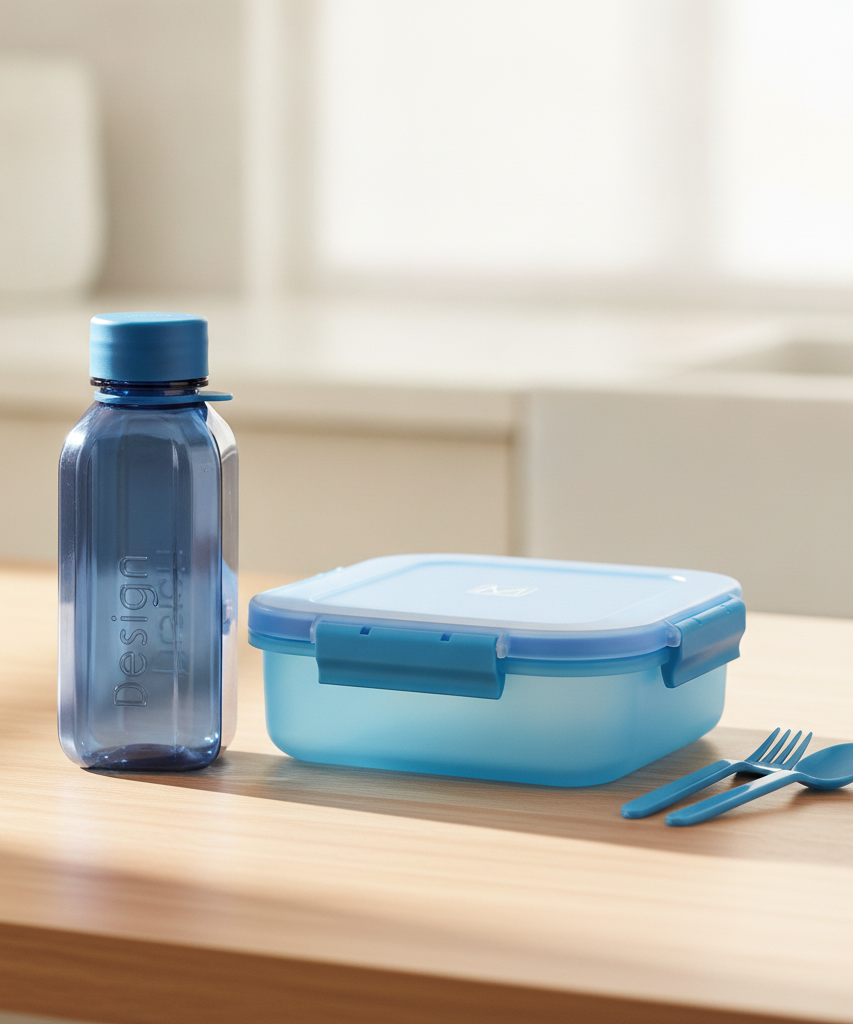 M-Design Fresco Lunch Set (1.6L Lunch Box, 3 pc. Cutlery, 0.65L Water Bottle) 1.6L