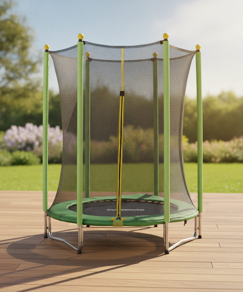 OUTSUNNY Kids' Mini Trampoline with Safety Enclosure