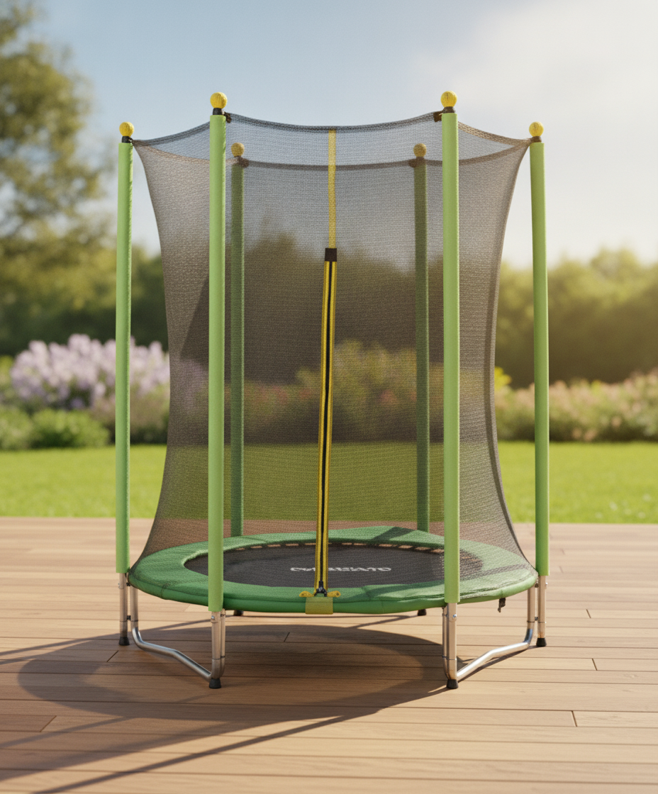OUTSUNNY Kids' Mini Trampoline with Safety Enclosure