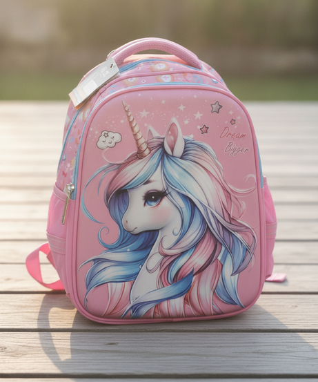 Pink Unicorn Dream Bigger Kids Backpack (Size 17)