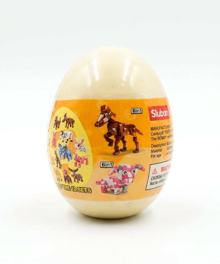 Sluban 6-in-1 Transformable Animal Building Blocks Mystery Egg (One of 12 Collectible Sets)