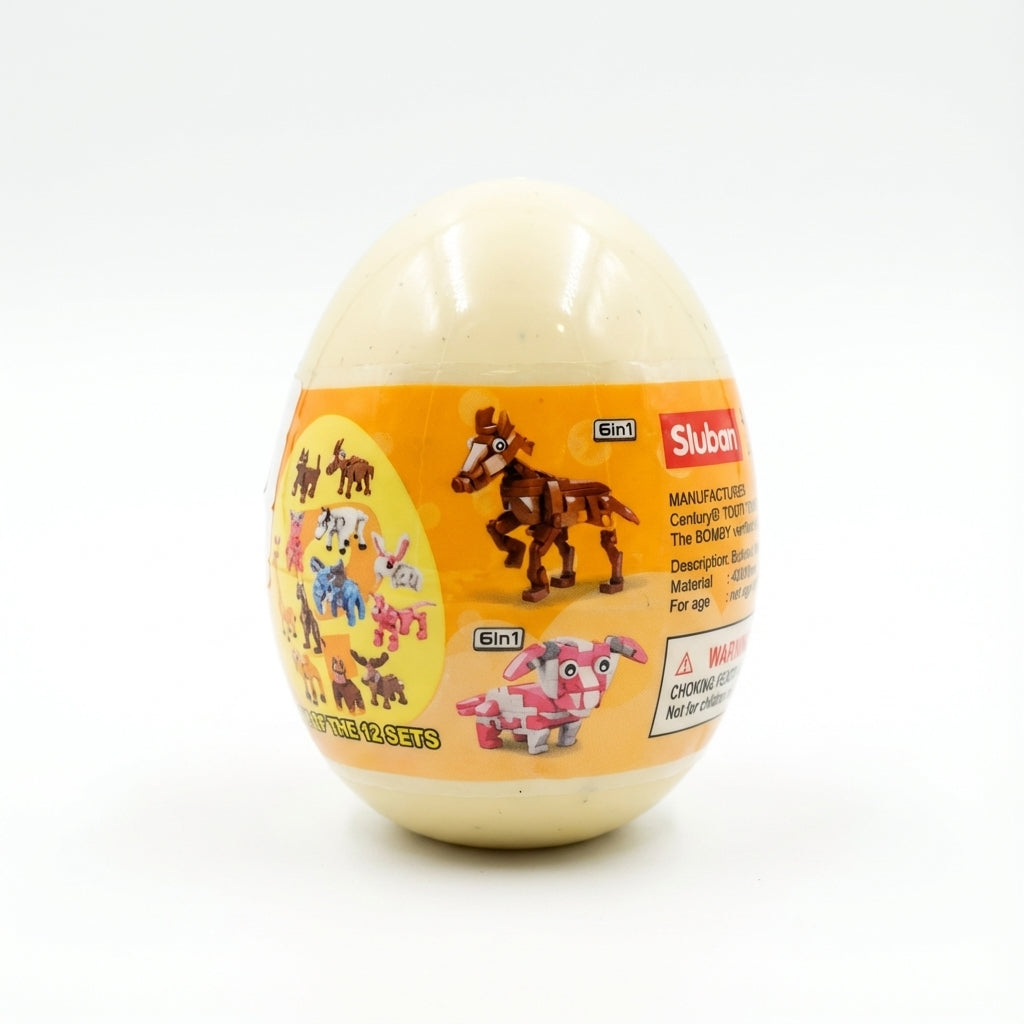 Sluban 6-in-1 Transformable Animal Building Blocks Mystery Egg (One of 12 Collectible Sets)