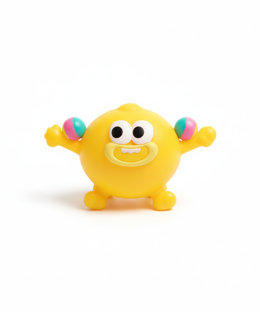 Smiling Yellow Pom-Pom Critter Toy