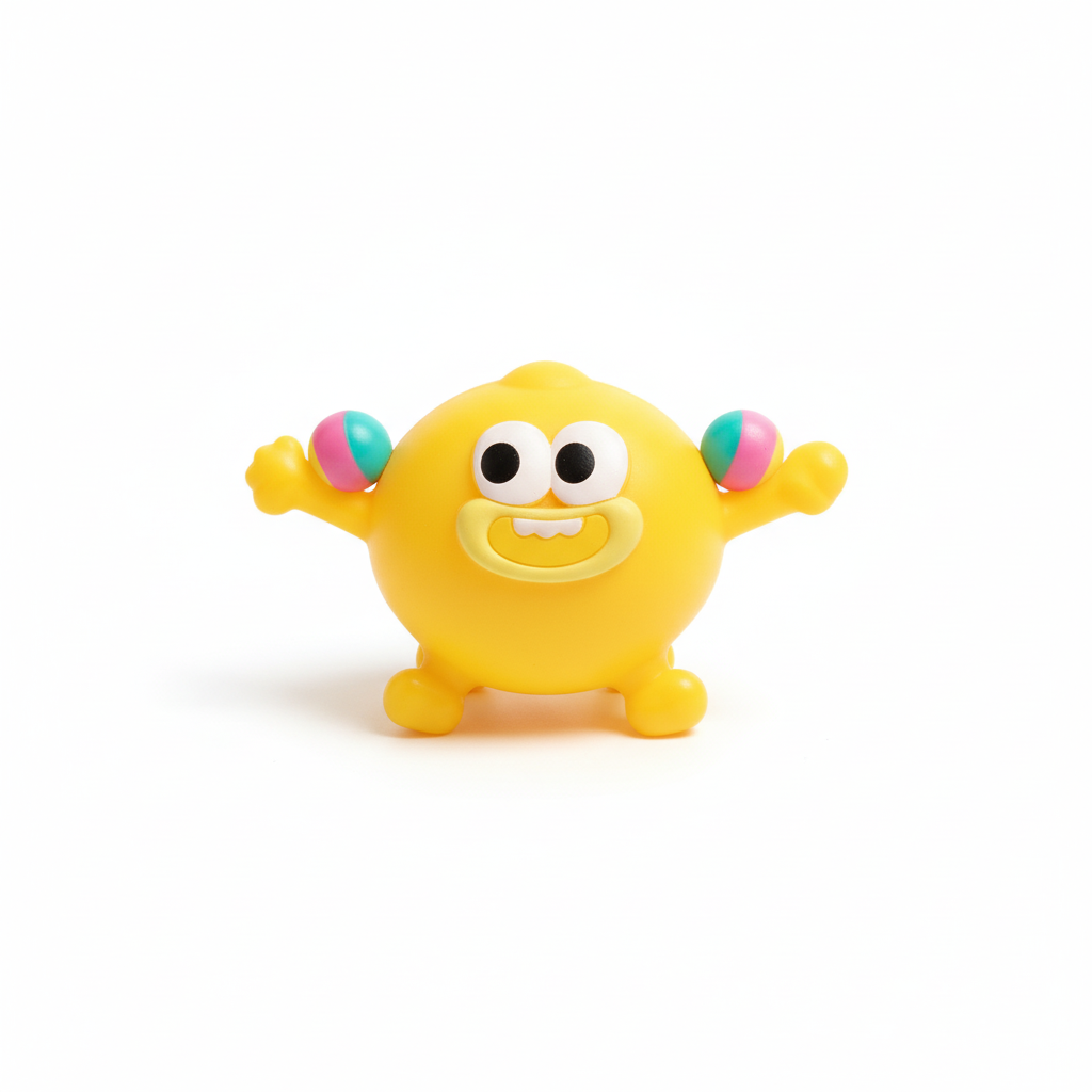Smiling Yellow Pom-Pom Critter Toy