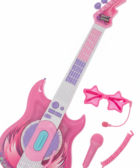 My Music World Brilliant Pink Guitar And Glasses Mic Set