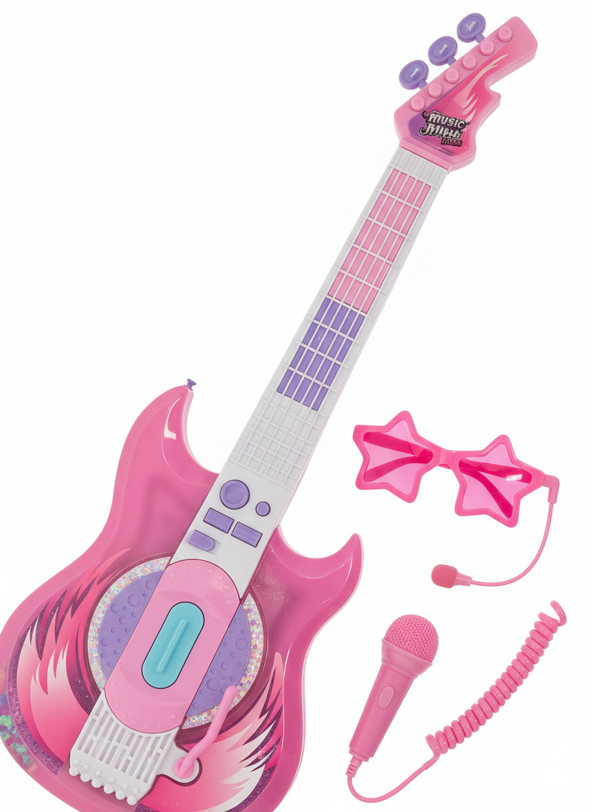 My Music World Brilliant Pink Guitar And Glasses Mic Set