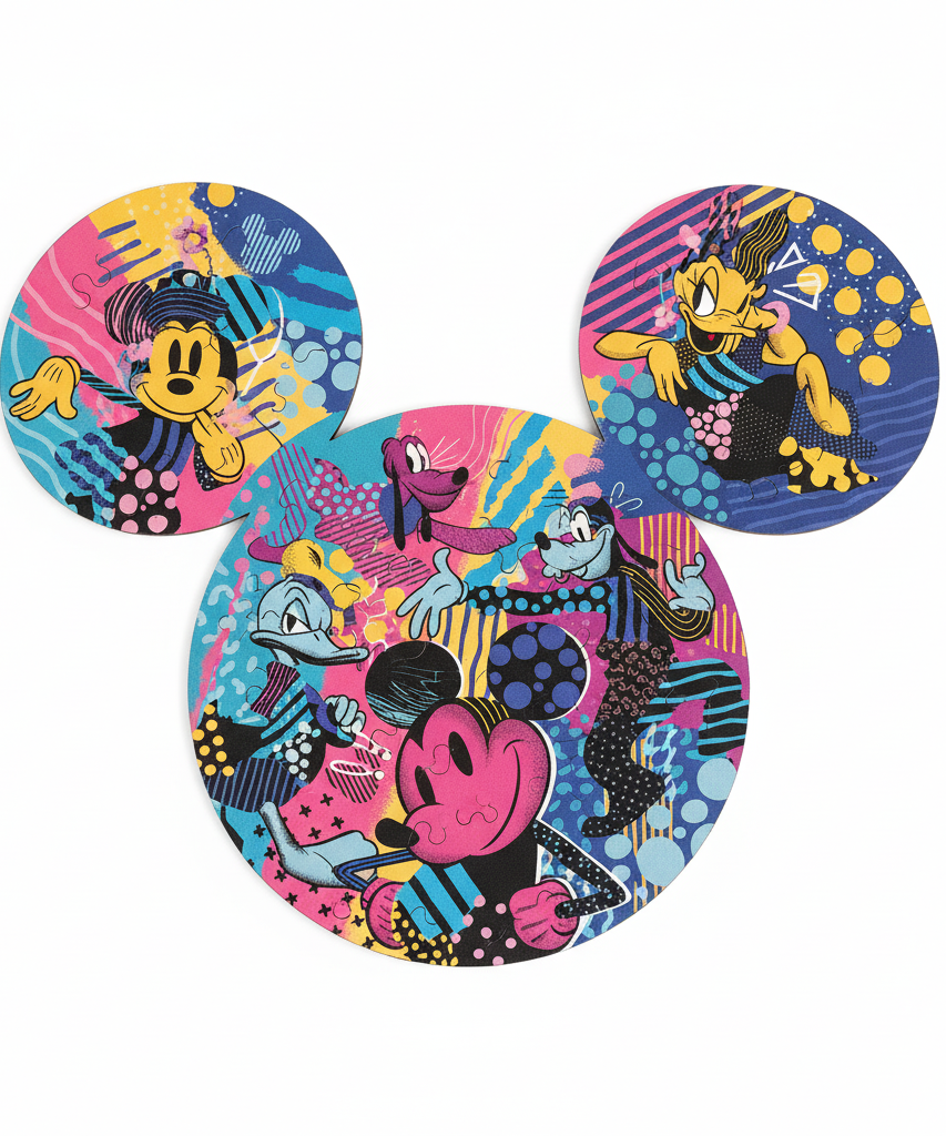 Disney Mickey Mouse Trefl Wood Craft ORIGIN Wooden Shaped Puzzle 500+5