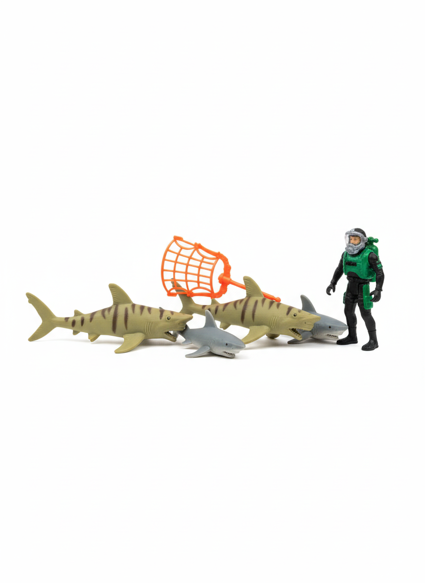 Animal World Sharks And Diving Man