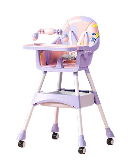 Pink & Cream Adjustable Baby High Chair with Play Bar