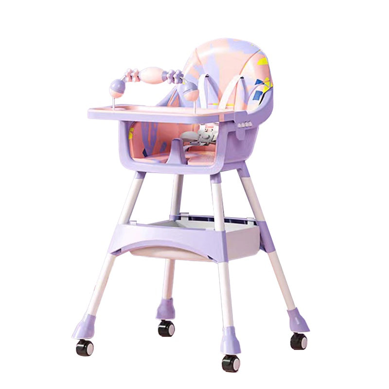 Pink & Cream Adjustable Baby High Chair with Play Bar