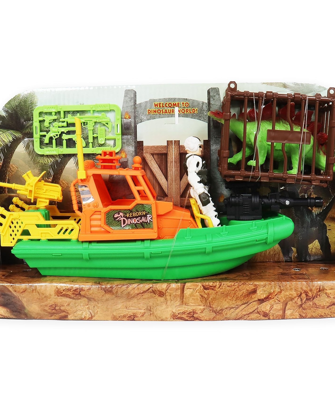 Green Boat  Dinosaur Play Set