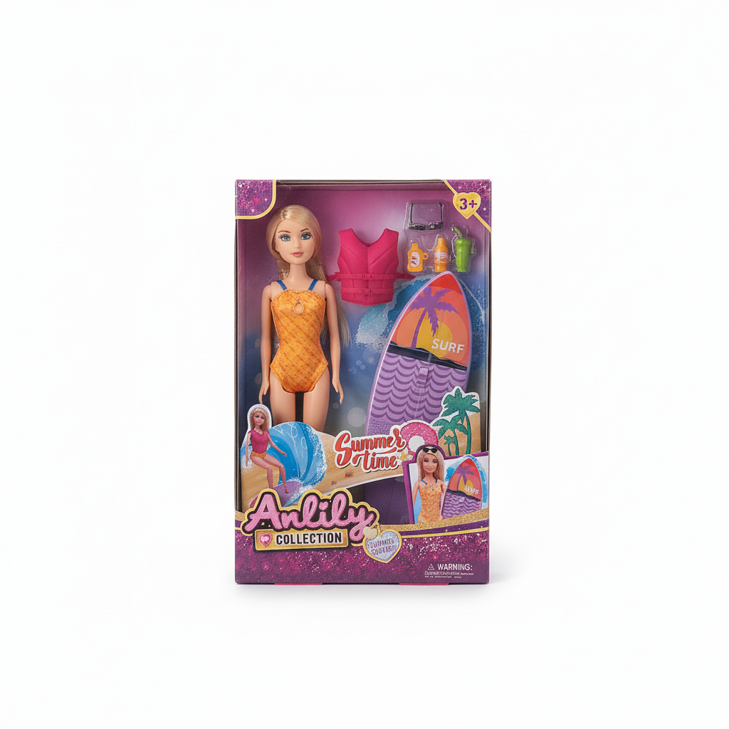 Anlily Collection Summer Time Doll with Surfboard