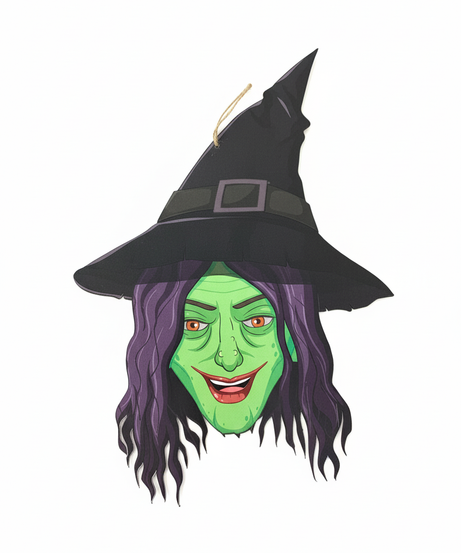 Smiling Green Witch Head Hanging Decoration