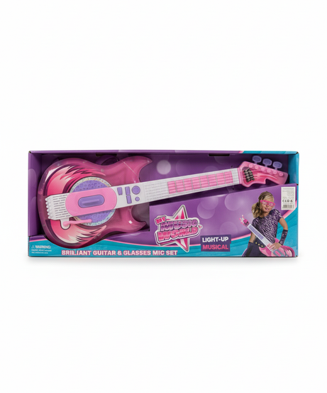 My Music World Brilliant Pink Guitar And Glasses Mic Set