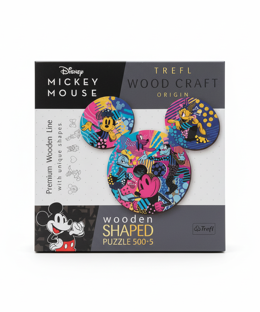 Disney Mickey Mouse Trefl Wood Craft ORIGIN Wooden Shaped Puzzle 500+5