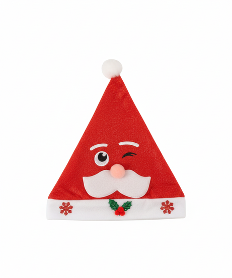 Winking Santa Face Christmas Hat
