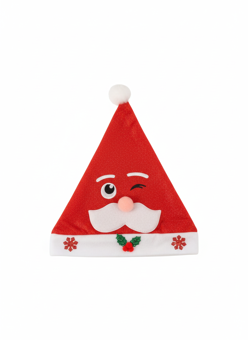 Winking Santa Face Christmas Hat