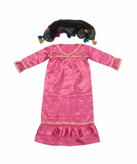 Shimmery Pink Dress-Up Costume with Tassel Shawl