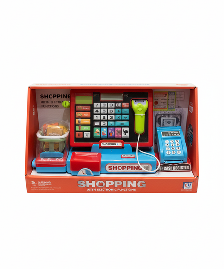 Shopping With Electronic Function Tablet & Cash Register Station With Potato Chips