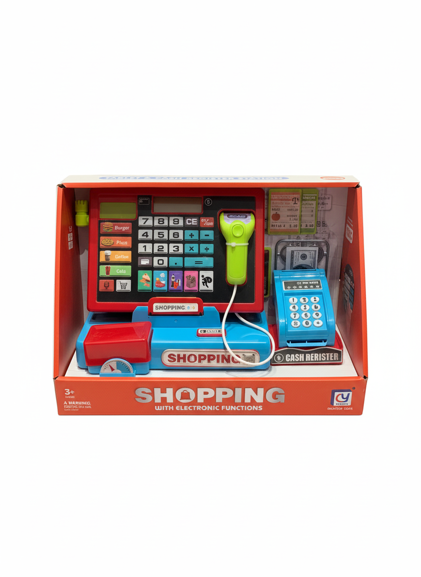 Shopping With Electronic Function Tablet & Cash Register Station