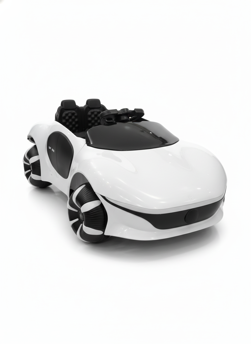 Sleek White Kids' Electric Ride-On Sports Car