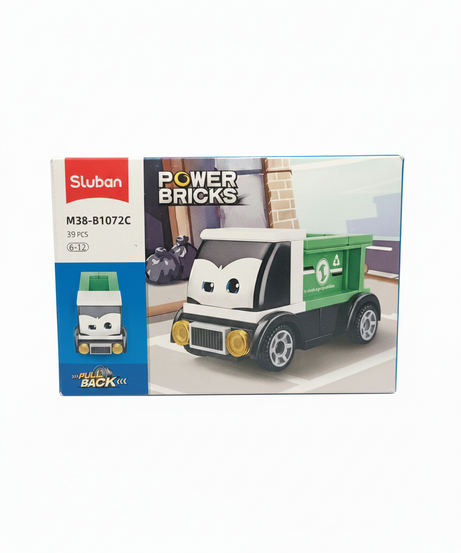 Sluban Power Bricks M38-B1072C Pull Back Recycling Truck