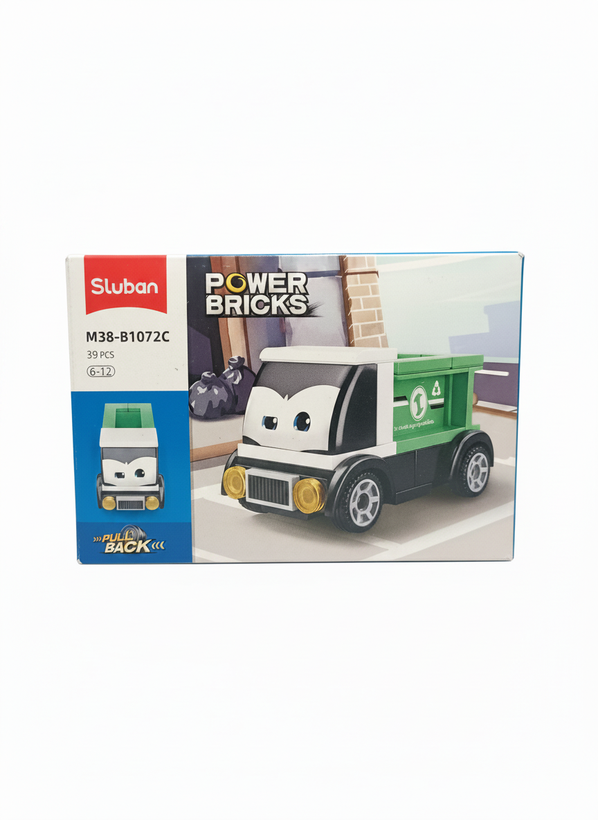 Sluban Power Bricks M38-B1072C Pull Back Recycling Truck