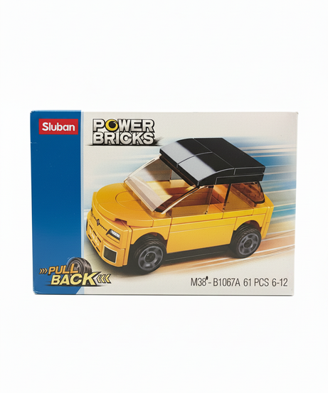 Sluban Power Bricks M38-B1067A Pull Back Yellow Car Building Set