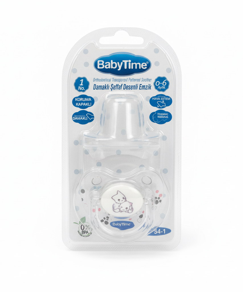 BabyTime Orthodontical Transparent Patterned Soother