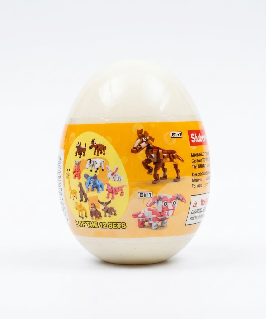 Sluban 6-in-1 Transformable Animal Building Blocks Mystery Egg (One of 12 Collectible Sets)