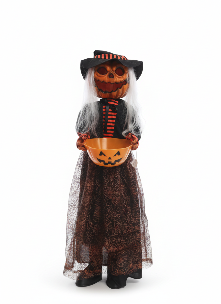 Halloween Pumpkin Witch With A Pumpkin Bucket