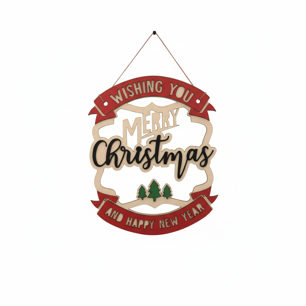 Wishing You Merry Christmas and Happy New Year Hanging Decoration