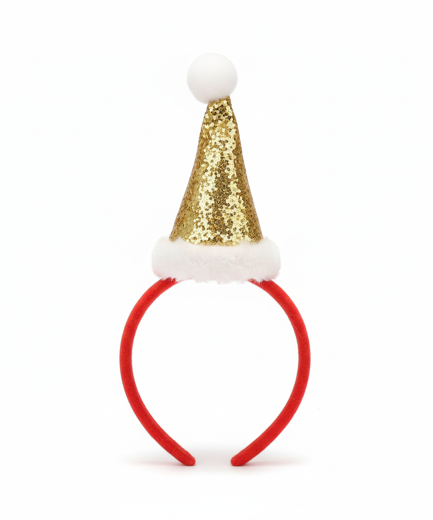 Glitter Gold Mini Santa Hat Christmas Headband