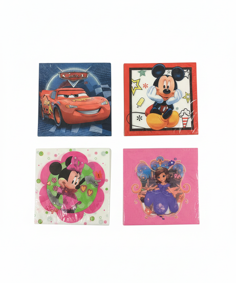 Disney Character Themed Party Napkin Assortment - 4 Pack